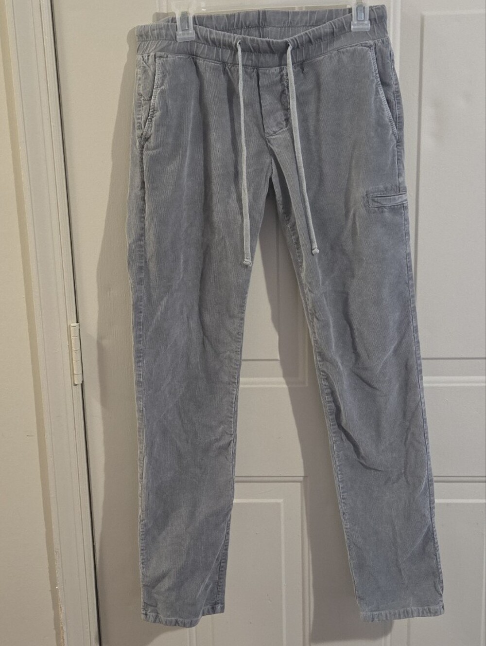 James Perse 2 Corduroy Pull On Pants Elastic Waist Drawstring Gray M Comfort